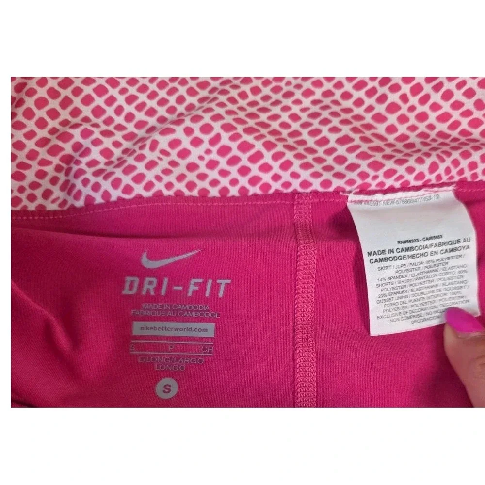 Nike Dri-FIT Victory Printed Tennis Skort Pink/White Pleated — Size Small Long